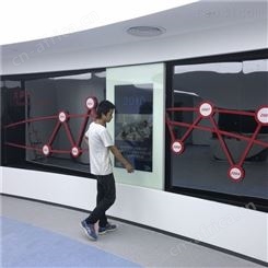 河南南阳 多媒体滑轨屏 电动跟随移动展厅手动推拉 弧形高清滑轨屏