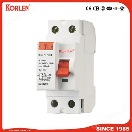 KNL1-100Residual Current Circuit Breaker RCCB (KNL1-100) 80A, 100A 30mA, 300mA 2p/4p Magnetic