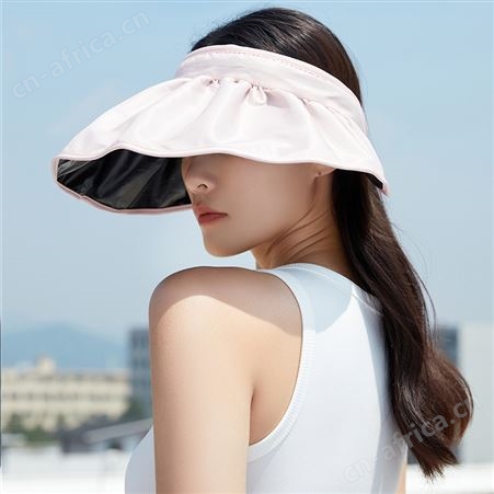 贝壳帽空顶防晒帽女士防紫外线夏季遮脸遮阳黑胶帽太阳帽大檐49