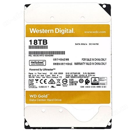 西数WD WD181VRYZ 18T金盘企业级机械硬盘NAS网络存储SATA7200转