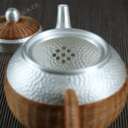 纯银茶具套装9999烧水泡茶银壶六件套高档功夫茶壶纯手工竹编茶杯
