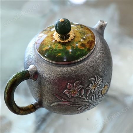 大漆工艺银壶 纯银999泡茶冲茶壶家用手工银茶具茶器沏茶单壶