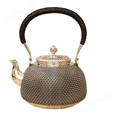宫钉纹银壶烧水壶纯银999手工茶具家用煮茶壶大容量足银泡茶器