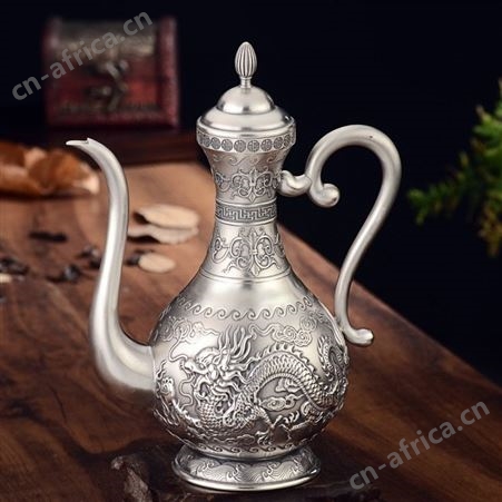 龙凤呈祥 999银酒具 酒壶 高脚杯 纯银酒具 醒酒器 银质器皿