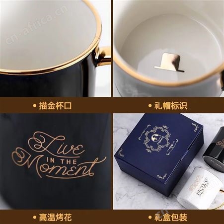 tomic特美刻乐茶北欧风描金陶瓷马克杯创意情侣水杯早餐咖啡杯子