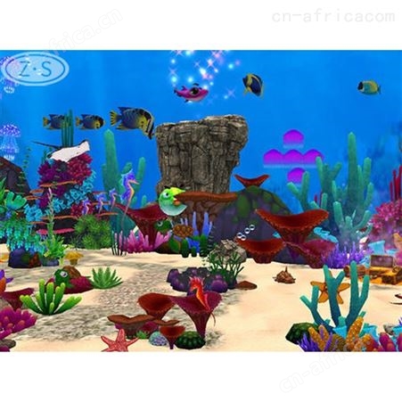 景区海洋水族馆墙面投影 墙面涂鸦画动物画鱼 沉浸式全息互动投影厂家