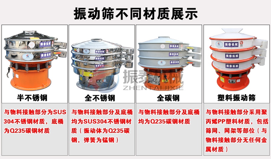 云母颗粒振动筛不同材质展示